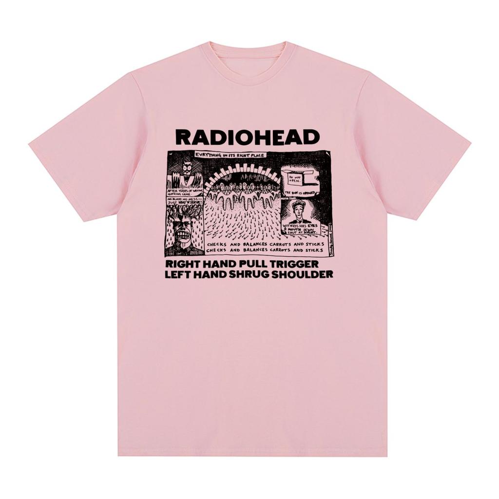 Radiohead Vintage Tshirt Hip Hop Rock Band Unisex Music cute cartoon Ok Computer Cotton Unisex T shirt New Tee Tshirt Womens Tops