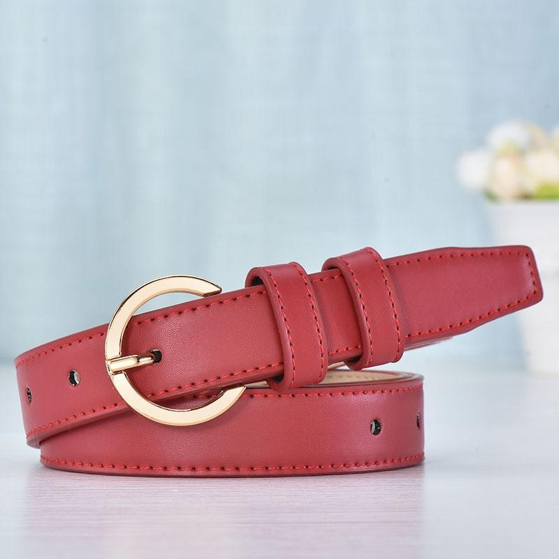 Womens Genuine Leather Thin Belt With Alloy Buckle Minimalist Adjustable Waist Jeans Skirts Dress
