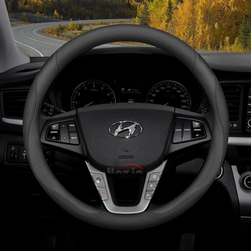 Leather Car Steering Wheel Cover for Hyundai I30 Tucson Nx4 I20 Ix35 Accent I10 Getz Kona I40 Elantra H1 I30n Santa Fe Veloster