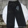 Jeans da Uomo Vestibilità Rilassata Denim Lavato Vintage Con Stampa Grafica Gamba Dritta Pantaloni Streetwear Autunno
