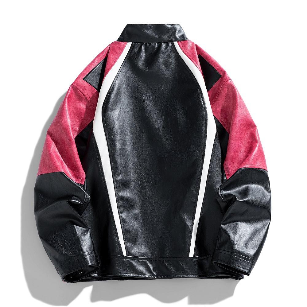 Fashionable Jacket Stand Collar Casual Spring and Autumn New Loose Men's Motorcycle Leather Jacket