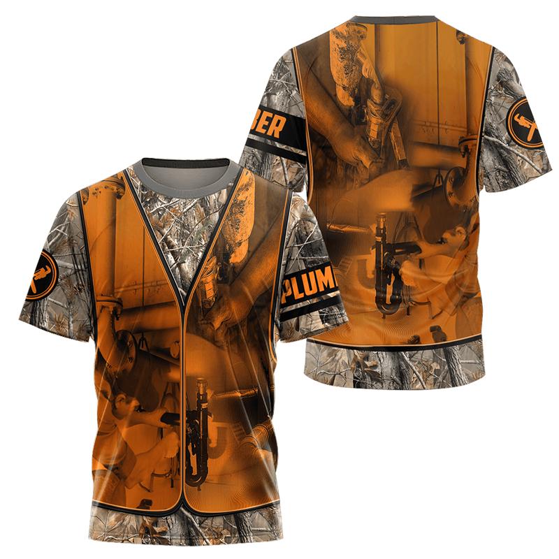 3D Print Funny T Shirt for Men Plumber Uniform Summer Casual O-neck Short Sleeve Tops Fashion Mechanic Clothes T-shirt