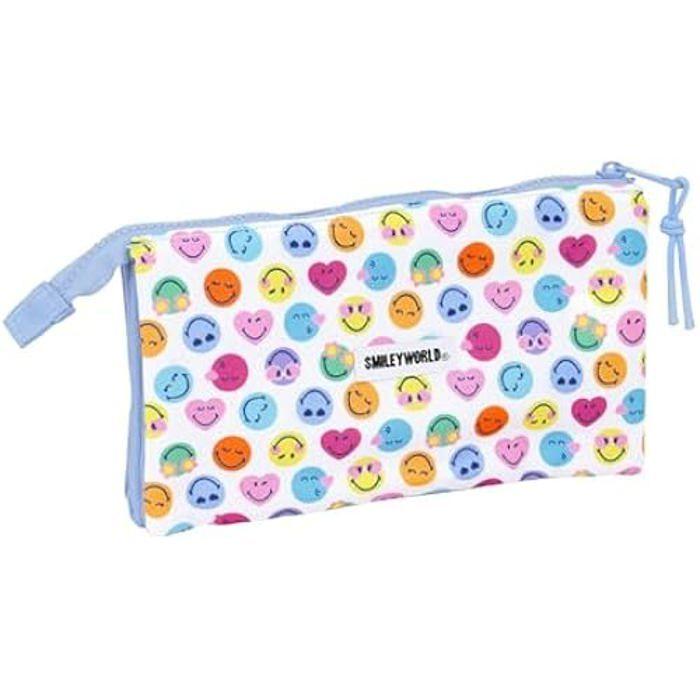 Trousse Triple - SAFTA - Smiley World Joyful - Tissu Recyclable - Idéale Scolaire - Mixte