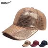 Trendige Unisex Baseballkappe aus PU-Leder mit Krokodilstruktur, Gebogener Schirm zum Sonnenschutz