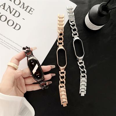 Cinturino in metallo per Xiaomi Mi Band 8 7 6 5 4 3 Bracciale in acciaio inossidabile con catena di jeans moda per Miband 5 6 4 3 Polsino di ricambio