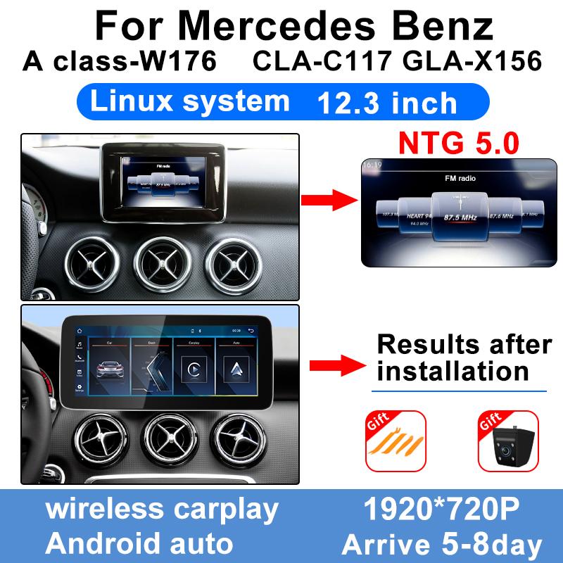 Wireless Carplay Android Auto TouchScreen 10.25'' For Mercedes Benz A Class W176 A200 A180 A220 Car Multimedia Player Display BT