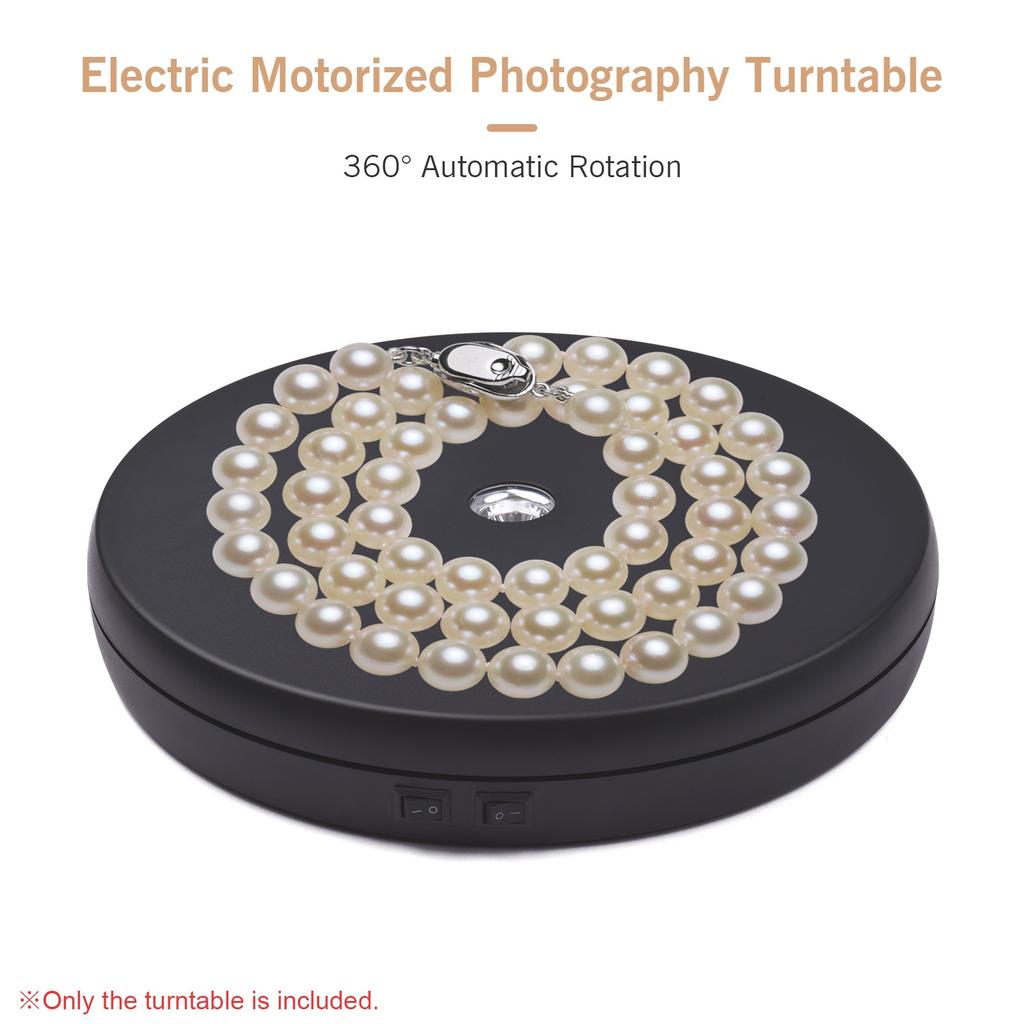 Electric Motorized Photography Turntable 360 Degree Rotatable Display with LED Light for Product Shooting Jewelry Watch