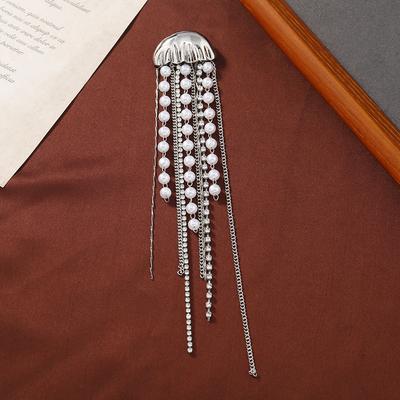 Women Elegant Tassel Pearl Jellyfish Pins Corsage Fashion Vintage Design See Animal Brooches For Lady Party Banquet Pin