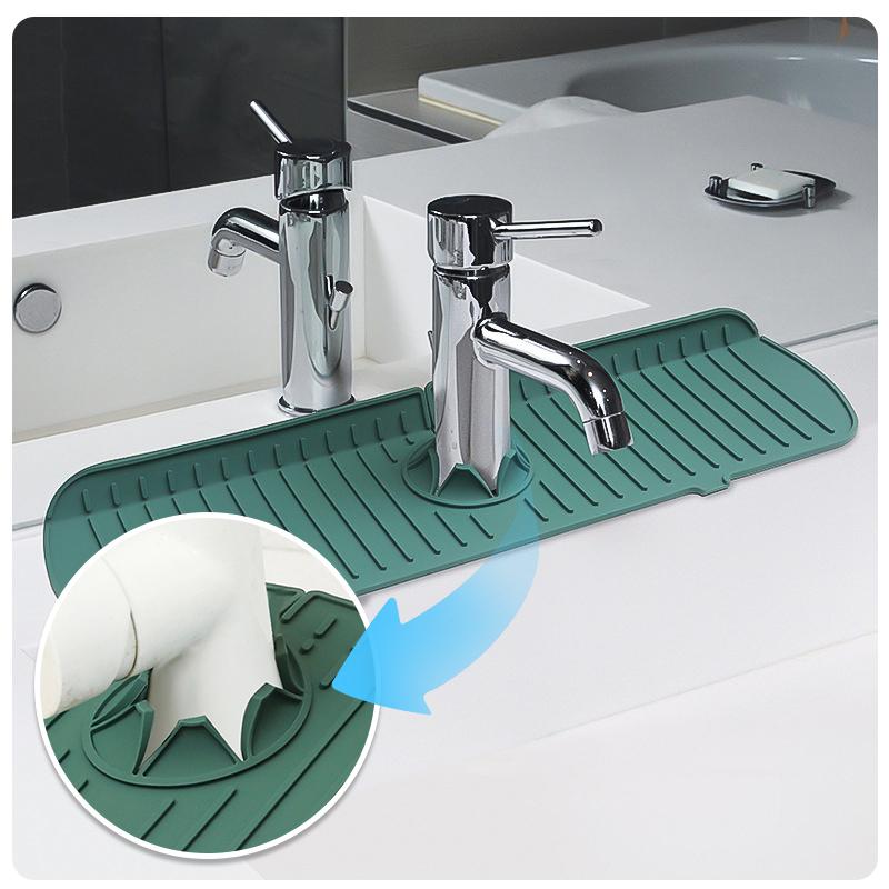1Pcs Silicone Faucet Mat Water Ripples Kitchen Bathroom Drainage Pad Wash Basin Large Sink Splash Pad Countertop Protector