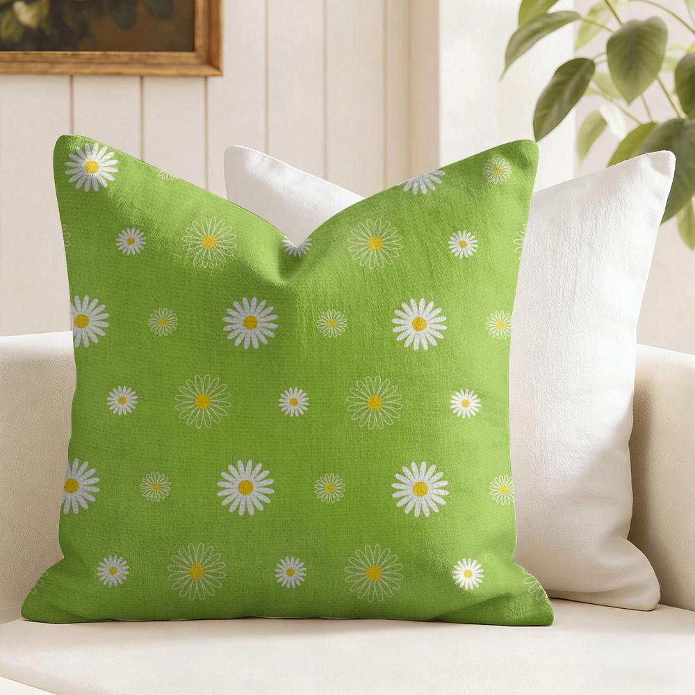 Daisy Pattern Cushion Cover Natural Linen Pillow Cover DoubleSided Print Cushion Cover for Sofa Home Decor