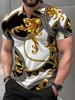 Printed Design-Not Textured]2026 Summer New Men'S Plus Size Polo Shirt, Polo Sweater, Golf Shirt Luxurious Baroque Style Repetitive Pattern Men'S Polo
