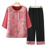 Chinese Style Summer Two-Piece Set for Middle-Aged and Elderly Women – Shirt and Pants Suit
