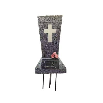 Vase Solaire pour Tombe de Cimetière avec Porte-Fleur Mémorial LED Cadeaux Mémoriels Vase d'Extérieur pour Pierre Tombale Décorations de Cimetière pour Tombe