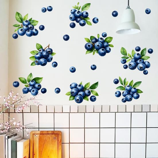 Watercolor Fruit Wall Stickers Blueberry Decals, Peel And Stick Fruits Stickers, Removable Boho Home Decor Art for Baby Nursery, Kids Bedroom, Living
