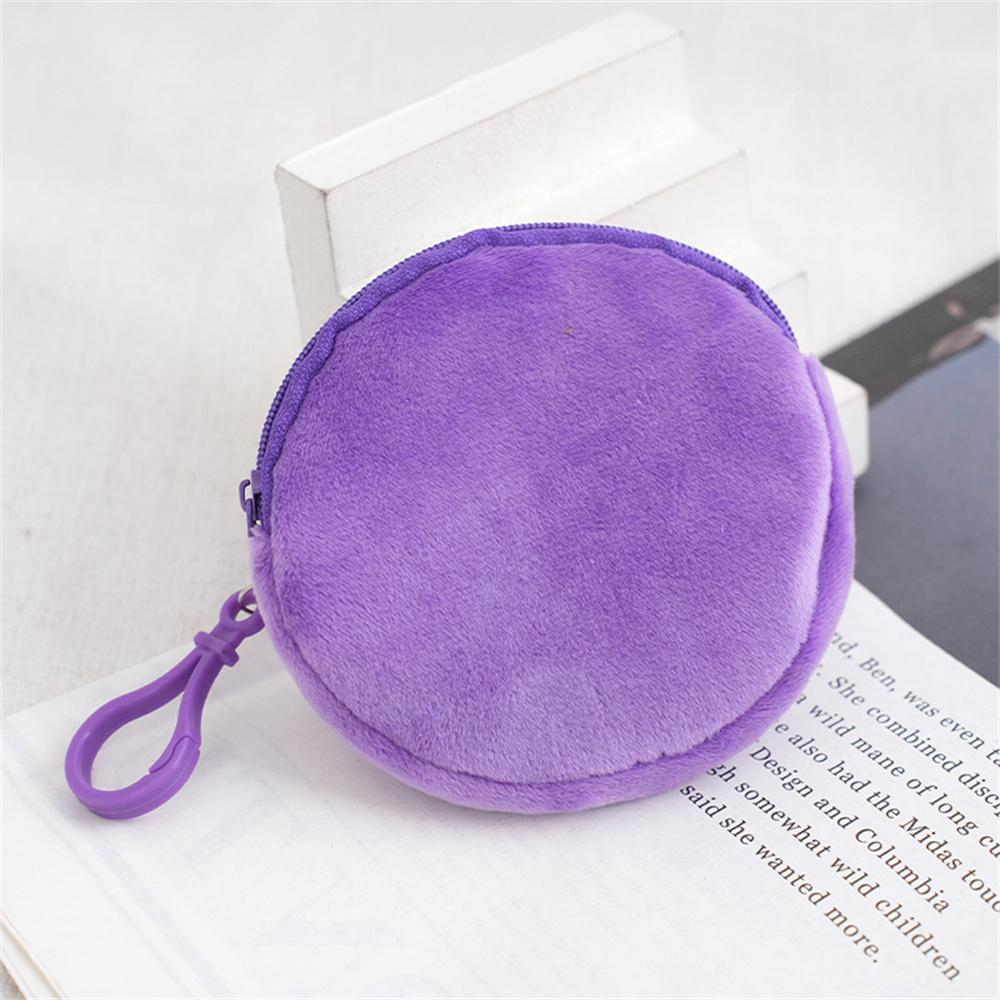 Solid Plush Round Coin Purse Women's Cute Wallet ID Card Bag Keychain Minimalist Coin Bag Kawaii Wallets for Women Gift