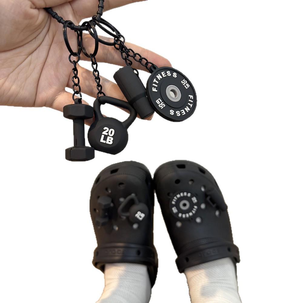Fitness Keychain: Silicone Barbell Plate Pendant Gift