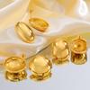 Vnox Dainty Women Stud Earrings,Stainless Steel Round Oval Geometric Smooth Earrings,18K Gold Plated Simple Girls Ear Jewelry