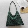 Green Embroidered Shoulder Bag Large Capacity Floral Pattern Casual Tote Bag for Women Daily Shopping Travel Commute Soft Fabric