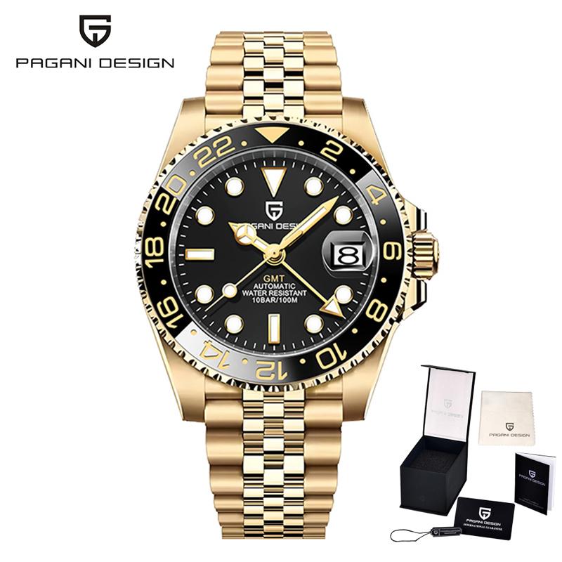 Pagani Designs New GMT Men's Mechanical Watch Luxury Sapphire Stainless Steel Ceramic Bezel Business Men's Automatic Watch