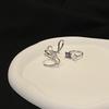 Bow Personality Geometric Line Open Ring Female Zircon Premium Light Luxury Niche Design French Ring
