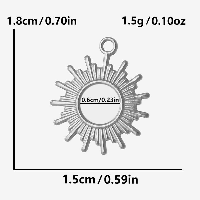 5pcs/Lot Silver Color Le Soleil Pendentif Stainless Steel Charm Pendants For Jewelry Making Supplies Metal Sun Charms Decoration