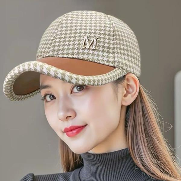 WTEMPO Women's Solid Color Warm Winter Printed Hats Office Ladies Outdoor Commuting Cold-proof Windproof Baseball Hats