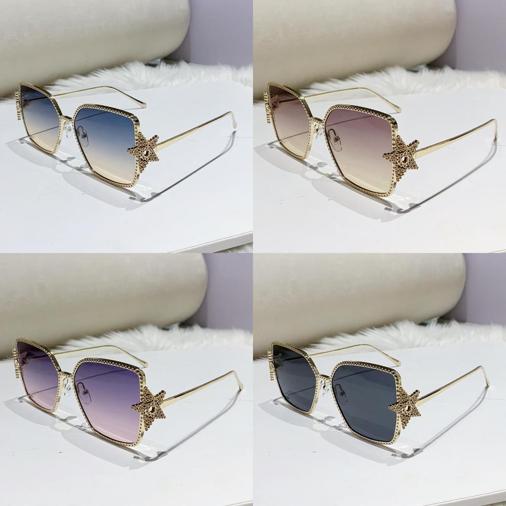 Dins Metal Large Frame Sun Glasses With Purple Lenses For Fashion Streetwear