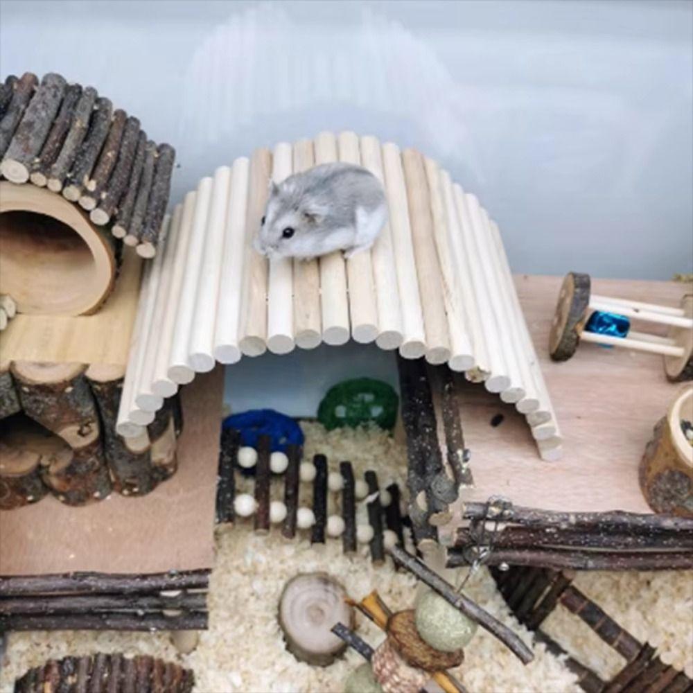 1Pcs Wooden Suspension Bridge Cage Decoration Floor Platform  Small Pet Supplies
