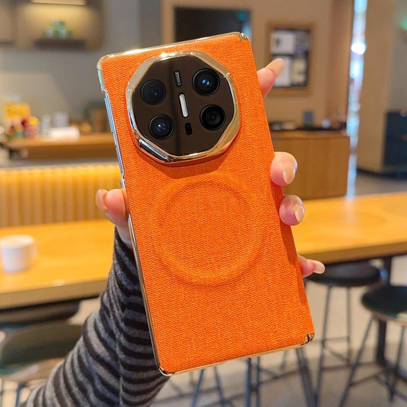 Applicable to Huawei MateX6/x5 mobile phone case, linen brown cloth pattern double central axis all-inclusive matex3 folding magnetic case