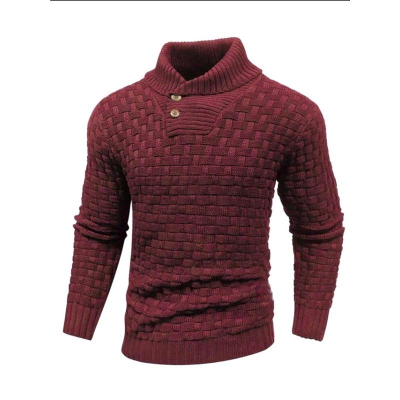 Men's Lapel Business Knitted Sweater Fashion Elastic Pullover Bottom Sweater