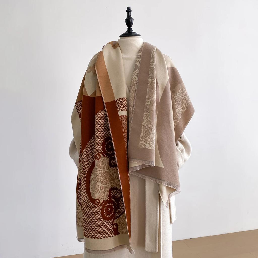 Fashion Winter Scarf Women Print Imitation Cashmere Warm Pashmina Foulard Luxury Scarves Wraps Thick Soft Bufanda Lady Shawl