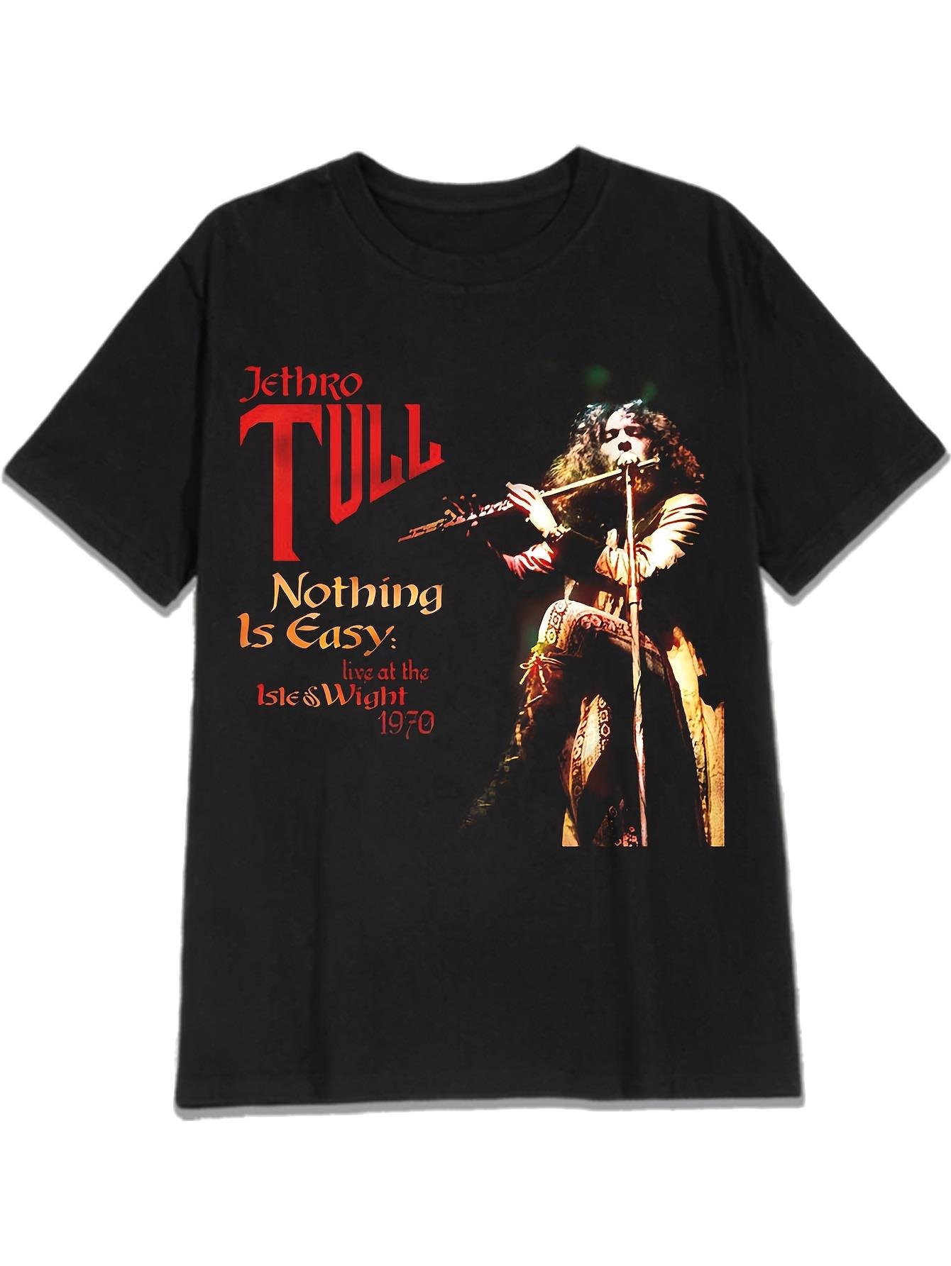 Jethro Tull Nothing Is Easy Live At The Isle Of Wi Vintage Rock Band Graphic TShirt Unisex Black Tee with Orange White Prin M
