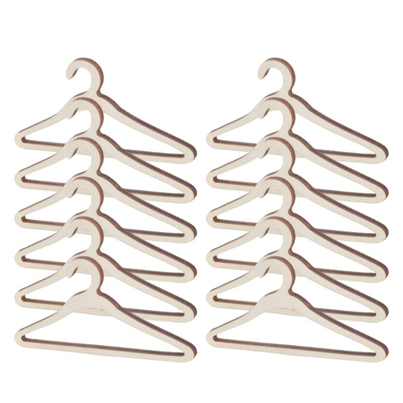 Double Bar Wooden Clothes Hanger for Plush Doll Garments Sturdy Storage Organizers for Kids Room and Wardrobes