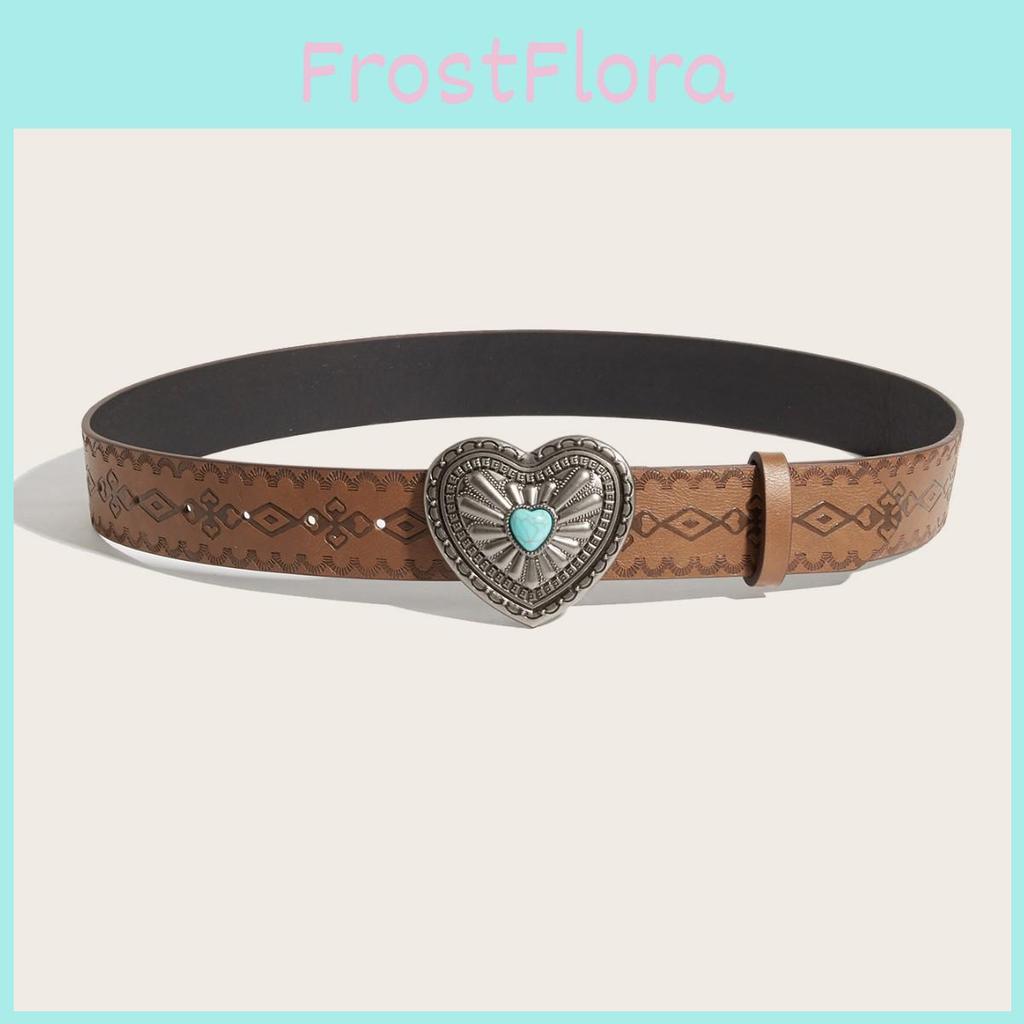 Heartshaped Metal Clip Designer Belt With Perforated Pattern For Casual Wear