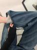 Women's Plus Size High-Waisted Fleece-Lined Blue Retro Wide-Leg Jeans - Autumn/Winter
