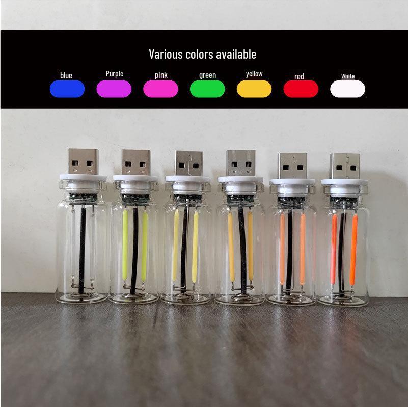 USB LED Multi-functional Ambient Night Light - Luminous Glass Bedside Lamp