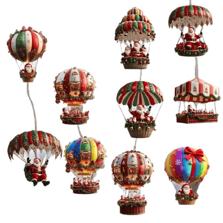 

Santa With Parachute Wooden Hanging Ornament Double Purpose Christmas Decoration For Home And Car Festival Style