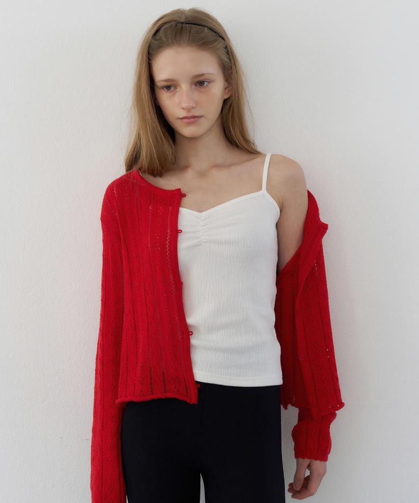 LETTERA Cotton Crochet Knit Cardigan