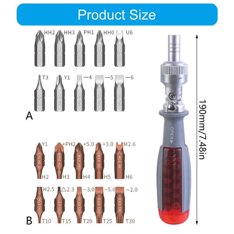 10 in 1 Multipurpose Ratchet Screwdriver Adjustable Rotation Screwdriver with Bits for Tight Space and Quick Repairs