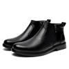 Fashion Brogue Chelsea Men Boots Classical Style Leather Ankle Boots Genuine Leather Mens Winter Plush Snow Botas Walking Shoes