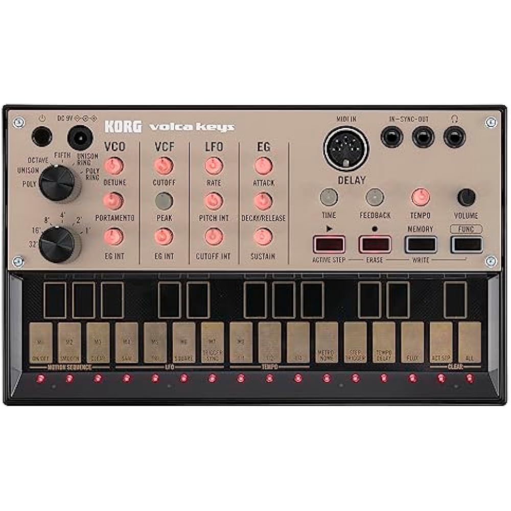 KORG analog synthesizer, volca keys, polyphonic playable, 16 step sequencer, battery operated, bu...
