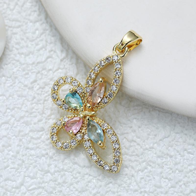 Επίχρυσωμένο Χάλκινο Κρεμαστό Πεταλούδα με Ζιργκόν για DIY Κοσμήματα