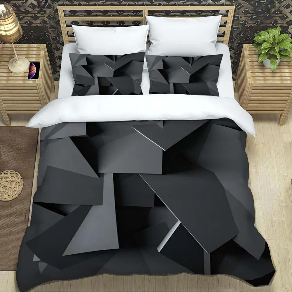 3D moderní abstraktní geometrické minimalistické tištěné povlečení s manželskou postelí velikosti Queen Povlečení na míru Sada povlečení velikosti King Měkké a pohodlné