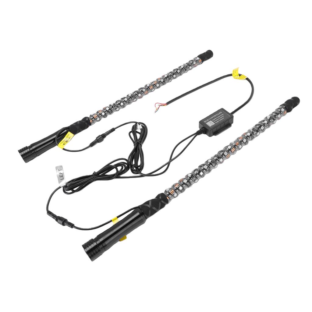 2pcs RGB LED Whip Lights 0.6m with APP Remote Control Music Antenna Whip Light for UTV ATV Offroad Truck