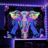UV Reactive Blacklight Tapestry Psychedelic Elephant Mandala 2D Flat Printed Peach Skin Wall Hanging Bedroom Aesthetic Party
