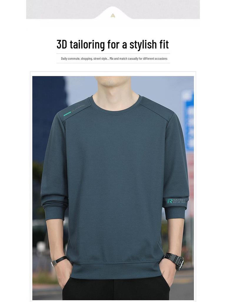 Woodpecker Men's 2025 Hoodie: Breathable Plus Velvet Round Neck Pullover, Long Sleeve, Spring/Autumn Style