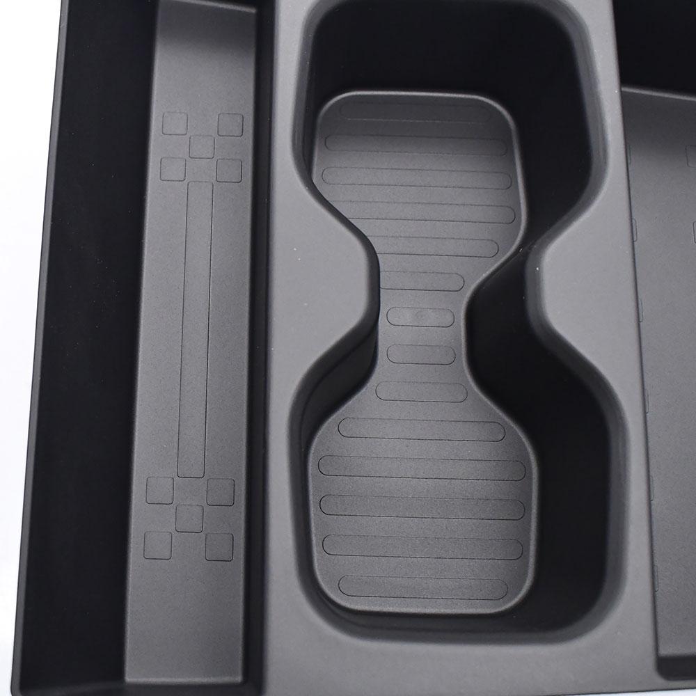 for Hyundai Santa Fe 2025 2025 Central Lower Layer Storage Box Cup Holder Anti Dirt Pad Black TPE Silicone Organizer Tidying