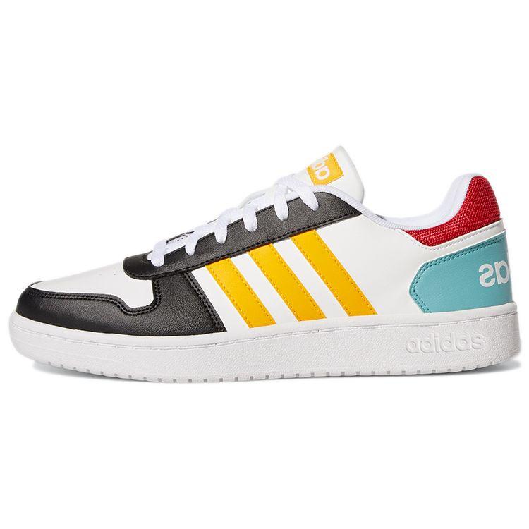 Adidas Neo Hoops 2.0 Round Toe Lace-Up Low Top Basketball Shoes Men Sneakers White Black Yellow GY5899
