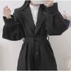Turndown Collar Trench Women Coat Windbreaker Fitted Clothes Femme Loose Cloak Woolen Single-breasted Coat Outwear