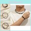 Chic Geometric Style Leather Knot Round Ring Necklace For Men Unique Fashion Jewelry